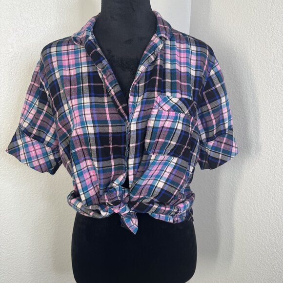 Victorias Secret Plaid‎ Button-Up Pajama Top S/P - Picture 1 of 8